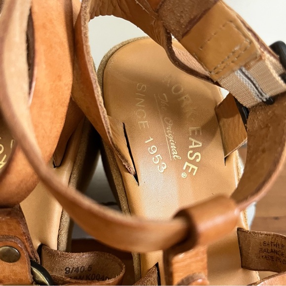 Women’s Kork Ease Strappy Wedge Sandals Size 40.5 US Size 9 Tan Leather - Picture 4 of 8